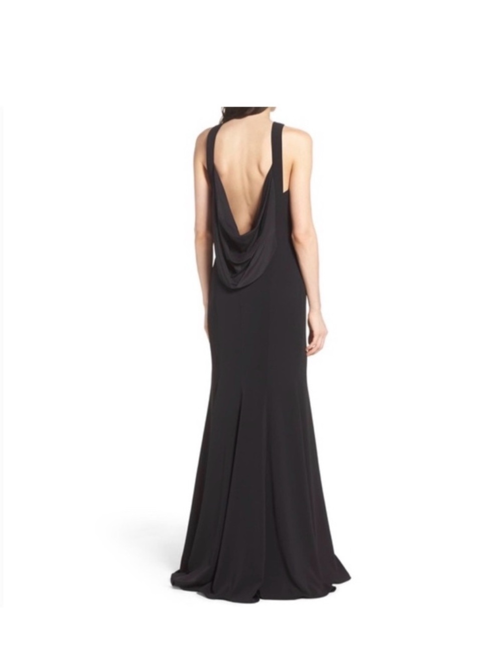 JayGodfrey Black Cowl-Back Crepe Gown, Size 8
